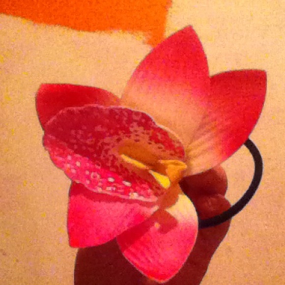 Pink orchid hair flower clip