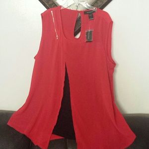A VERY flattering red and black blouse