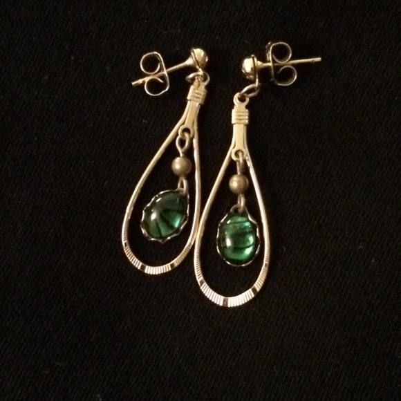 Earrings With Green Stones