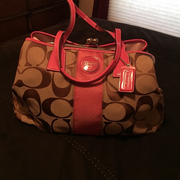 Authentic Pink Canvas Coach Handbag