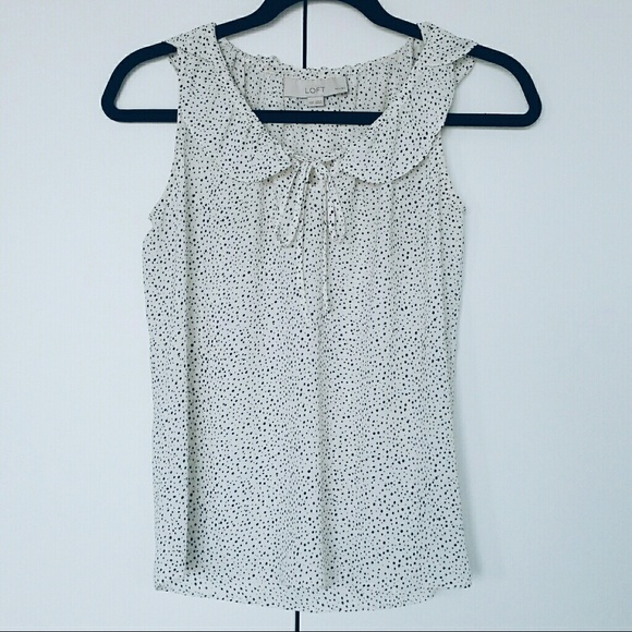 Spotted Tank Top Blouse with Ribbon