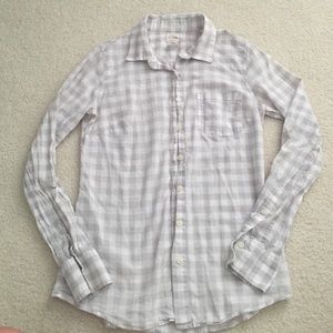 J. Crew grey and white plaid button down.