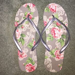 Floral flip flops