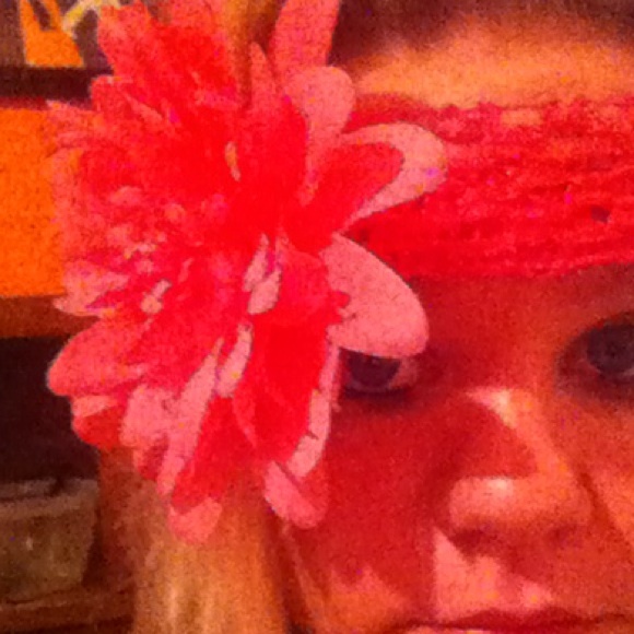 Pink hair flower headband