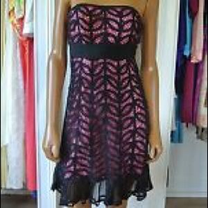 Betsey Johnson Sz 2 black/pink lace dress NWT