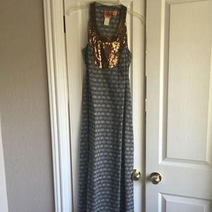 Tory Burch Sz 2 sequin bib maxi dress