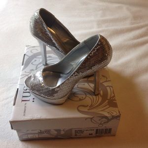 Silver sequin high heels