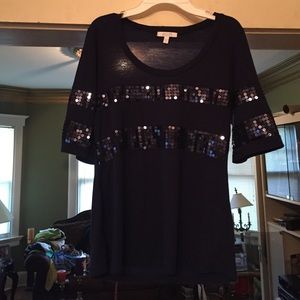 Navy sequin shirt