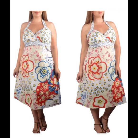 Torrid plus size white halter dress