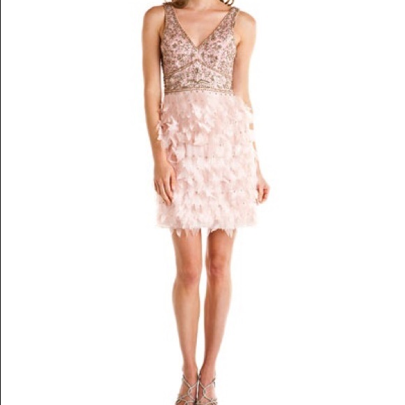 Sue Wong Pink Petal Beaded Dress