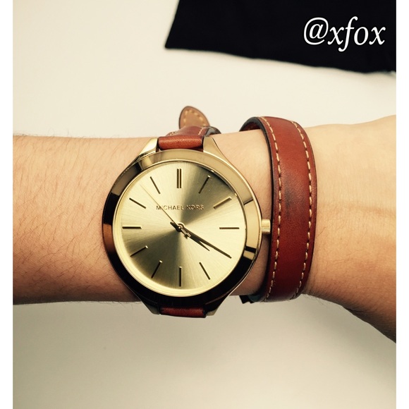 Michael Kors Watch Brown Leather Gold