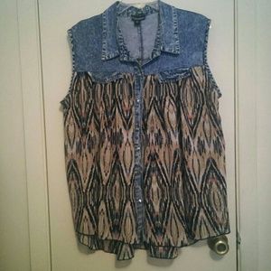 Acid wash printed top