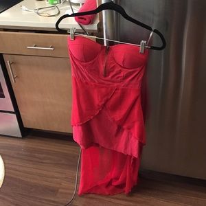 Red high low dress