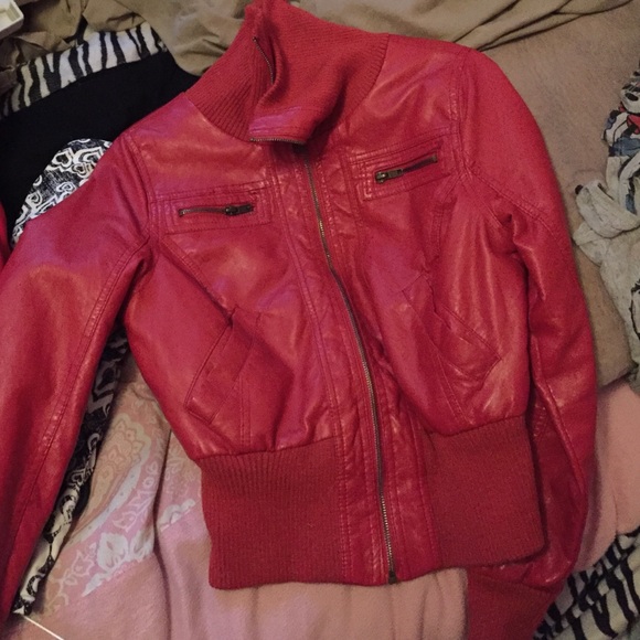Red leather jacket