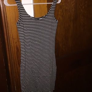 Gray and black striped dress