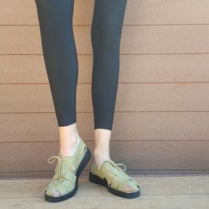 HP Vintage Olive Green Leather Cut Out Sandals