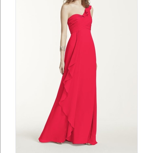 One shoulder David's Bridal Bridesmaid dress!