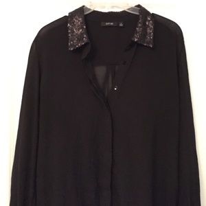 Sheer black blouse