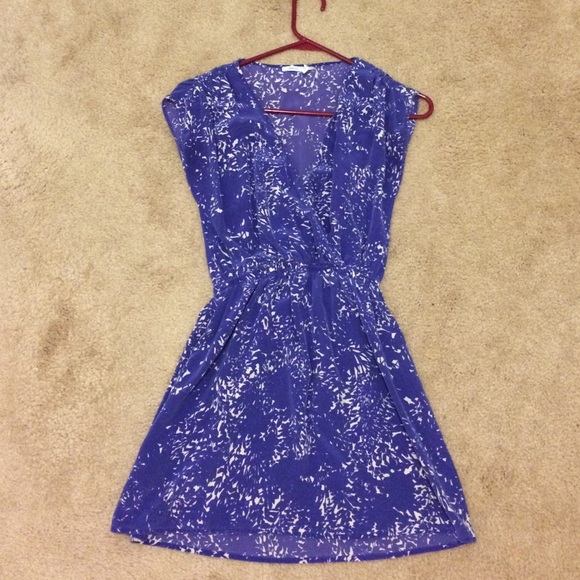 Purple deep V mini dress