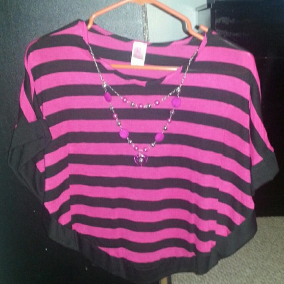 Hot pink and black stripped dress shirt