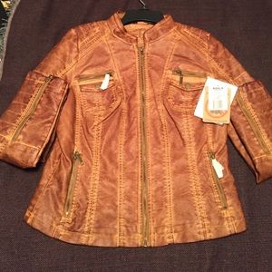 J2 by JouJou Garment-Dyed Faux-Leather Moto Jacket