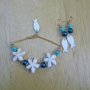 White stone & turquoise set