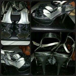 Satin black heels