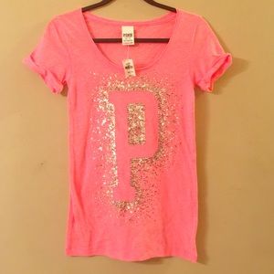 Victoria's Secret PINK coral & sequin NWT XS