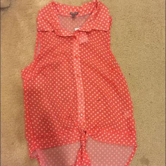 Charlotte Russe Button Up Tie Front Top