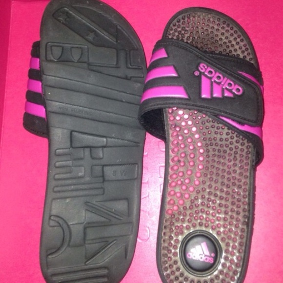 Adidas pink sliders