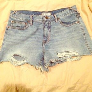 Free People raw denim cut off short