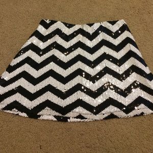 Black and white sparkly chevron skirt