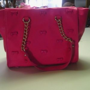 Hot pink Betsey Johnson bow bag