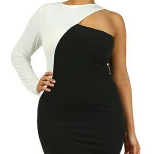 One sleeve bandage dress