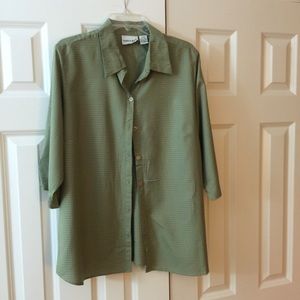 Green button up shirt