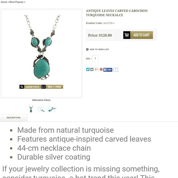 Antique Silver Tibet Turquoise Necklace - Picture 2 of 4