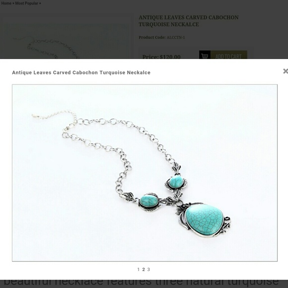 Antique Silver Tibet Turquoise Necklace - Picture 3 of 4
