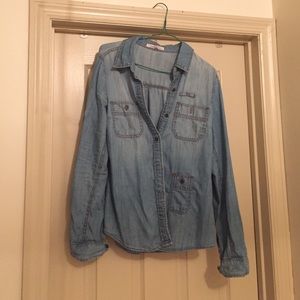 Denim button-up
