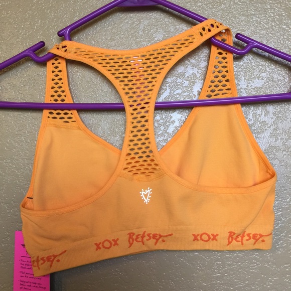✋🏻sold✋🏻  Betsy Johnson orange sports bra - Picture 3 of 4