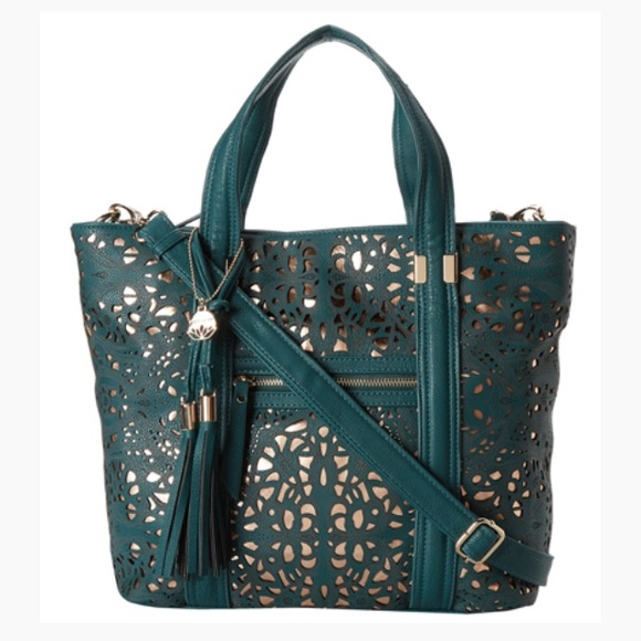 Big Buddha Koko cutout tote in teal and rose gold