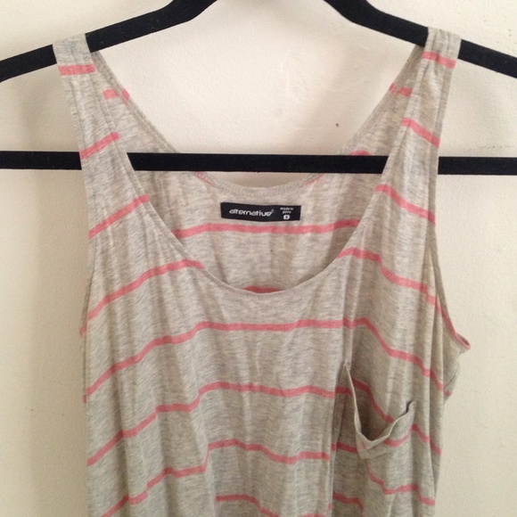 Soft pink and gray striped tank