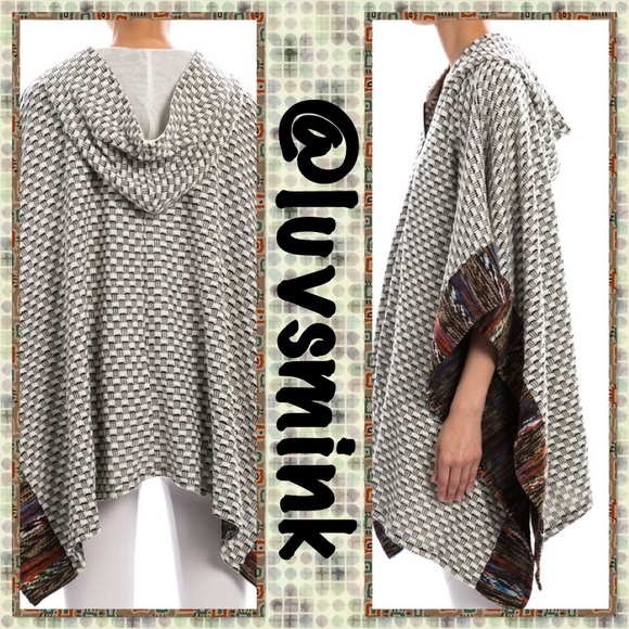 68% off Flying Tomato Sweaters - HOODED CAPE WITH PATTERN ...