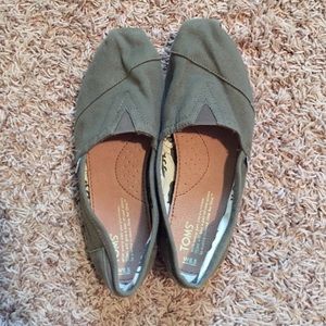 TOMS shoes, greenish khaki, size 8.5