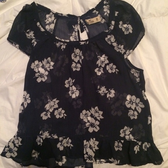 Navy blue floral shirt.