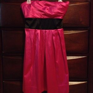 Hot pink strapless dress