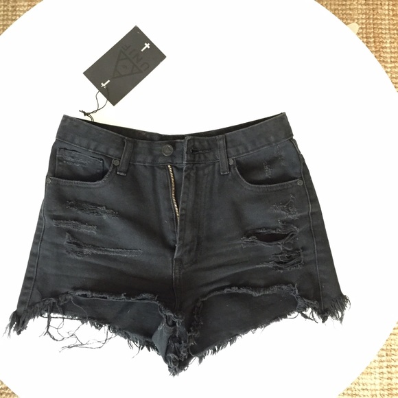UNIF Denim - UNIF high waist distressed black denim shorts