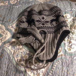 Grey and black hat
