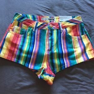 Rainbow highwasted jean short