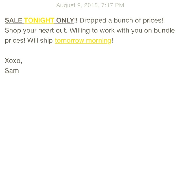 SALE TONIGHT ONLY!! Dropped tons of prices.