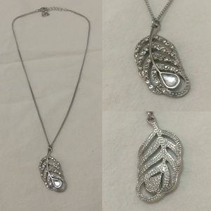 Silver feather necklace